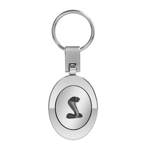 Ford Mustang Cobra Chrome Oval Metal Key Chain Keychain