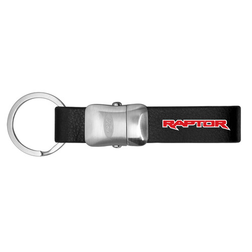 Ford F150 Raptor 2017 to 2018 in Red Genuine Black Leather Stripe Detachable Key Chain