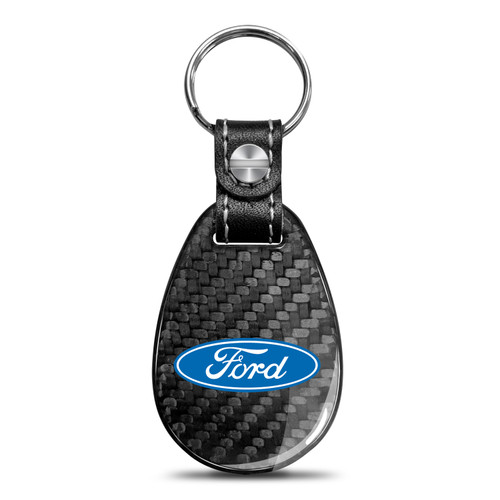 Ford Logo Real Carbon Fiber Large Tear-Drop Key Chain