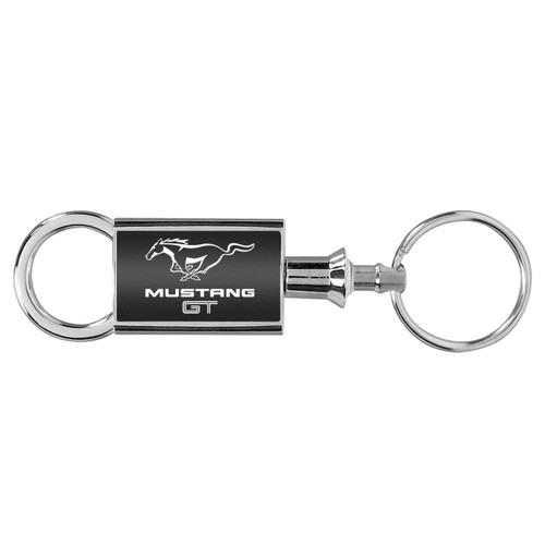 Ford Mustang GT Chrome Accented Black Valet Key Chain Keychain