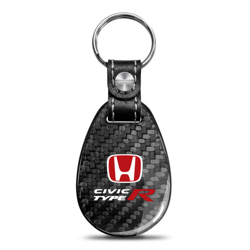 Honda Red Logo Civic Type R Real Carbon Fiber Large Tear-Drop Key Chain