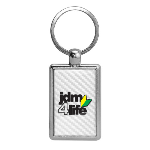 JDM JDM-for-Life White Carbon Fiber Backing Brush Rectangle Metal Key Chain