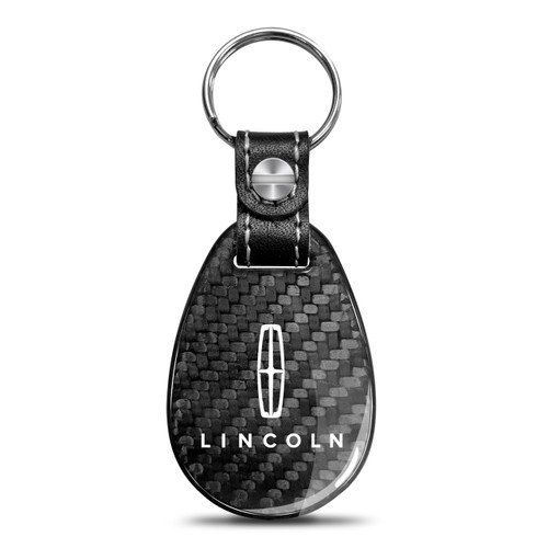 Lincoln Logo Real Carbon Fiber Large Tear-Drop Key Chain