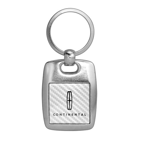Lincoln Continental White Carbon Fiber Backing Brush Metal Key Chain