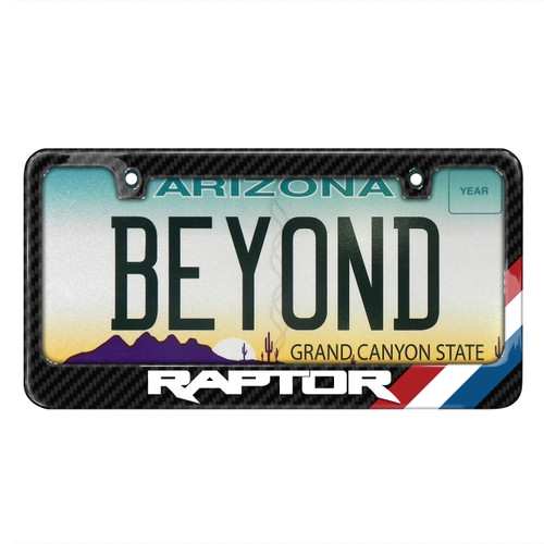 Ford F-150 Raptor Red White Blue Stripe Black Real Carbon Fiber License Plate Frame