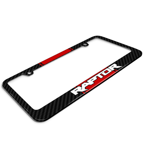 Ford F-150 Raptor Red Racing Stripe Black Real Carbon Fiber License Plate Frame