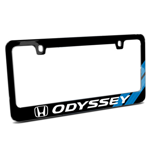 Honda Odyssey Blue Carbon Fiber Texture Stripe Black Metal License Plate Frame