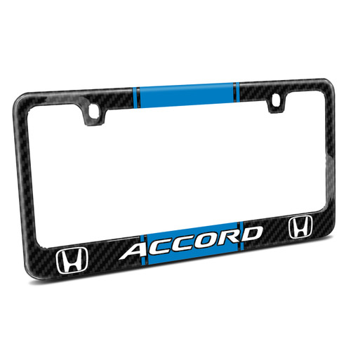 Honda Accord Blue Racing Stripe Black Real Carbon Fiber License Plate Frame