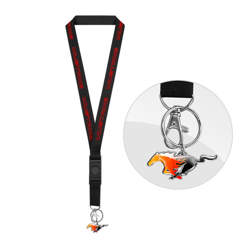 Ford Mustang in Red Black Lanyard with Flame Pony Charm