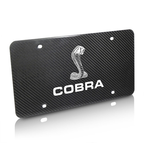 Ford Mustang Cobra UV Graphic Real Black Carbon Fiber License Plate