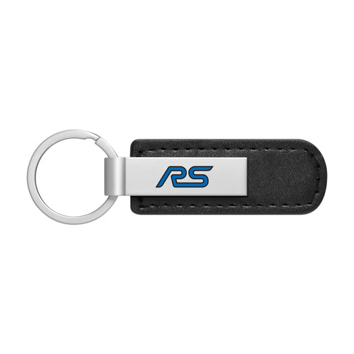 Ford Focus RS Silver Metal Black PU Leather Strap Key Chain