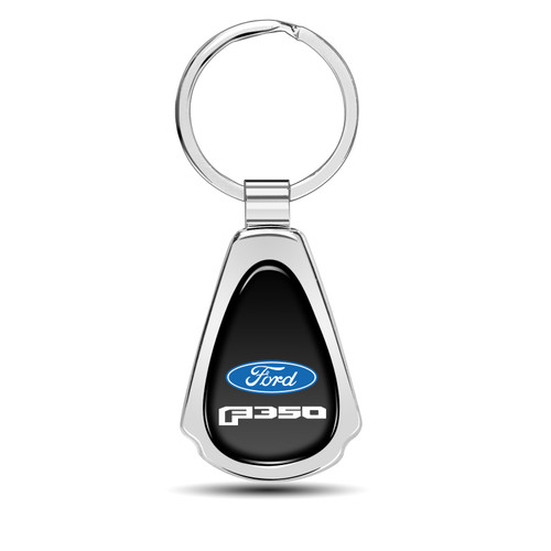 Ford F350 Black Dome Chrome Metal Teardrop Key Chain