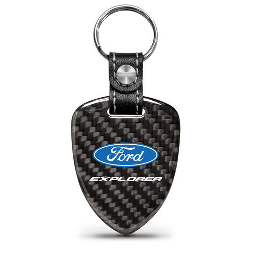 Ford Explorer Real Black Carbon Fiber Large Shield-Style Key Chain