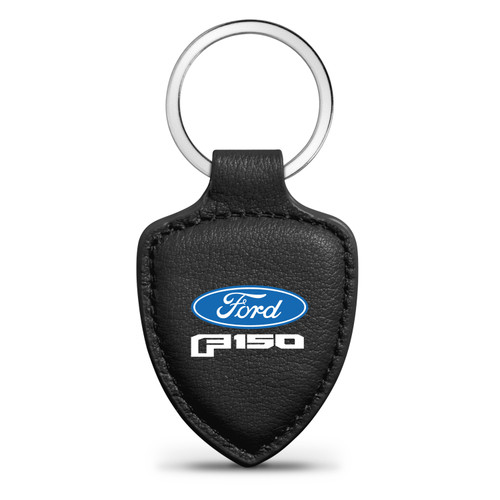 Ford F-150 2015 up Black Real Leather Shield-Style Key Chain