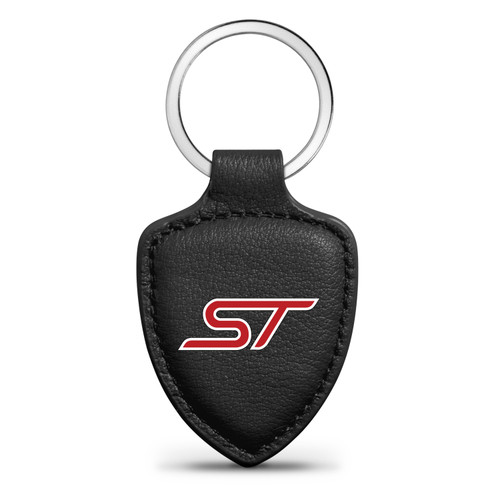 Ford Focus ST Black Real Leather Shield-Style Key Chain