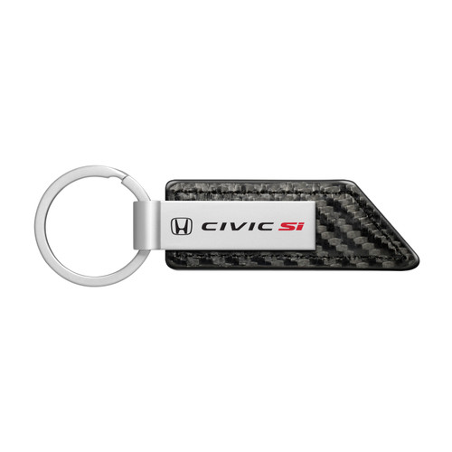 Honda Civic Si Carbon Fiber Texture Black PU Leather Strap Key Chain