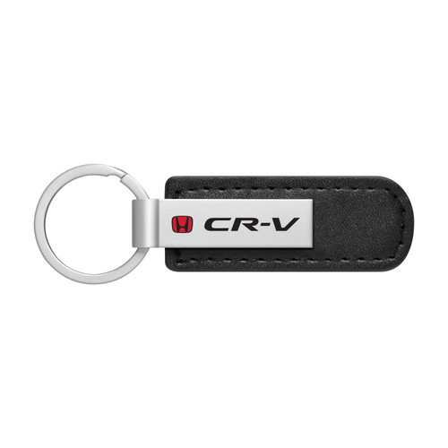 Honda in Red CR-V Silver Metal Black PU Leather Strap Key Chain
