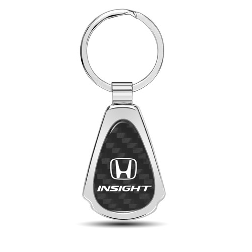Honda Insight Real Black Carbon Fiber Chrome Metal Teardrop Key Chain