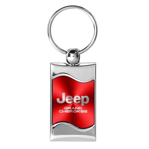 Jeep Grand Cherokee Red Spun Brushed Metal Key Chain