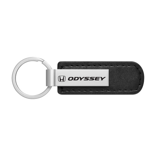 Honda Odyssey Silver Metal Black PU Leather Strap Key Chain