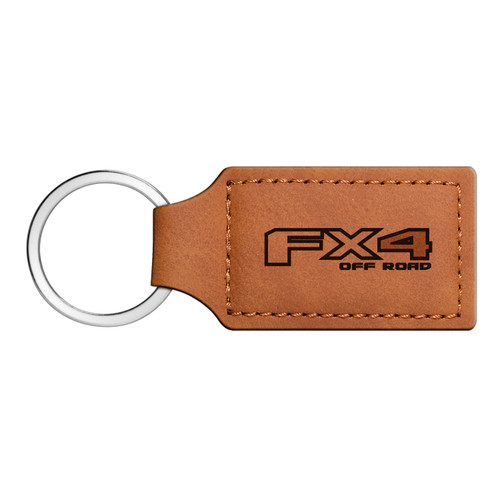 Ford F150 FX4 Off Road Rectangular Brown Leather Key Chain