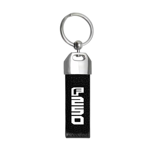 iPick Image - Large Genuine Black Leather Loop Strap Key Chain - Ford F-250