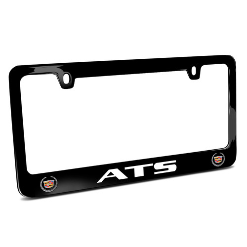 Cadillac ATS Dual Logo in Full-Color Black Metal License Plate Frame