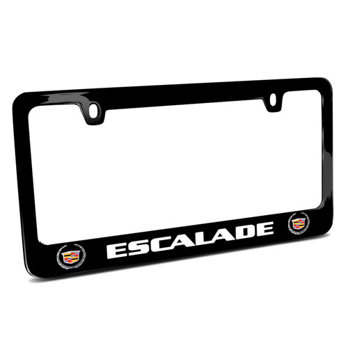 Cadillac Escalade Dual Logo Black Metal License Plate Frame