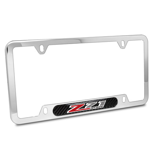 Chevrolet Z71 Carbon Fiber Nameplate Chrome Stainless Steel License Plate Frame