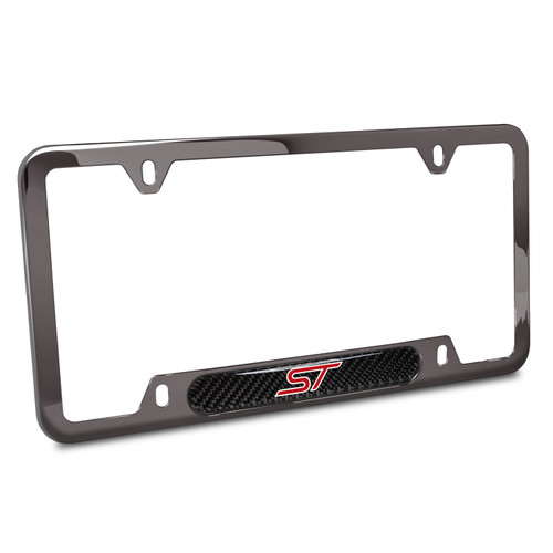 Ford Focus ST Real Carbon Fiber Insert Gunmetal Chrome Stainless Steel License Plate Frame