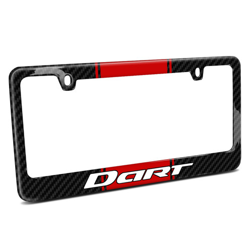 Dodge Dart Red Racing Stripe Black Real Carbon Fiber License Plate Frame