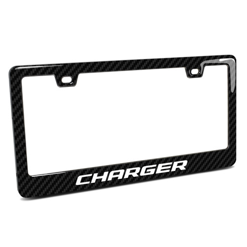Dodge Charger Black Real 3K Carbon Fiber Finish ABS Plastic License Plate Frame