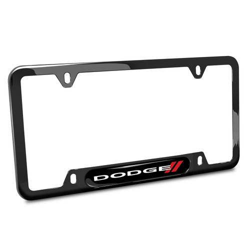 Dodge Black Insert Black Stainless Steel License Plate Frame