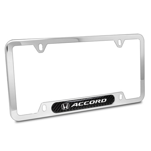 Honda Accord Real Carbon Fiber Nameplate Chrome Stainless Steel License Frame