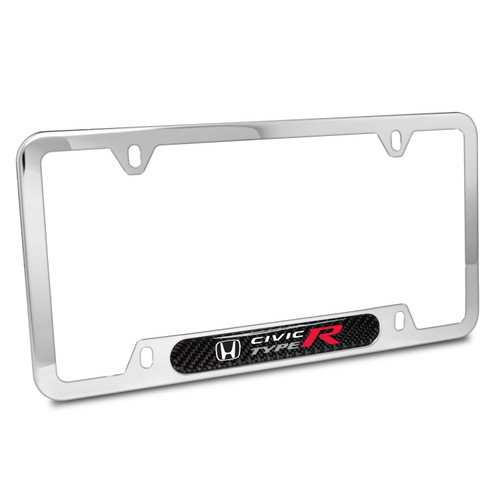 Honda Civic Type-R Carbon Fiber Nameplate Chrome Stainless Steel License Frame