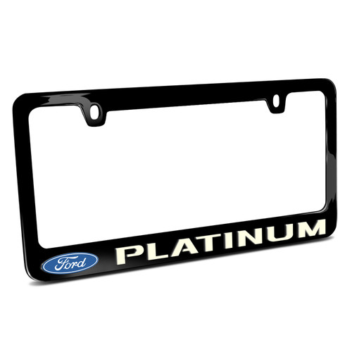 Ford Platinum 3D Night Glow Luminescent Logo on Black Metal License Plate Frame