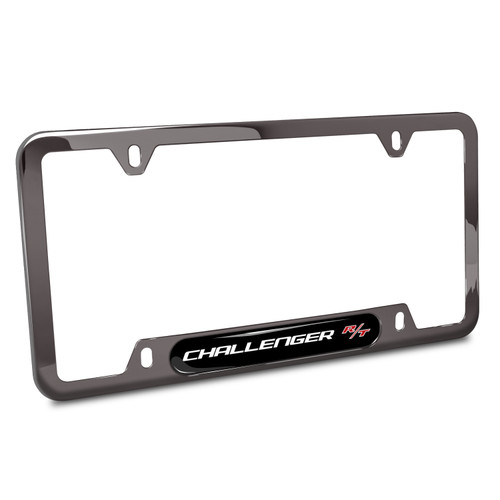 Dodge Challenger R/T Black Insert Gunmetal Chrome Stainless Steel License Plate Frame