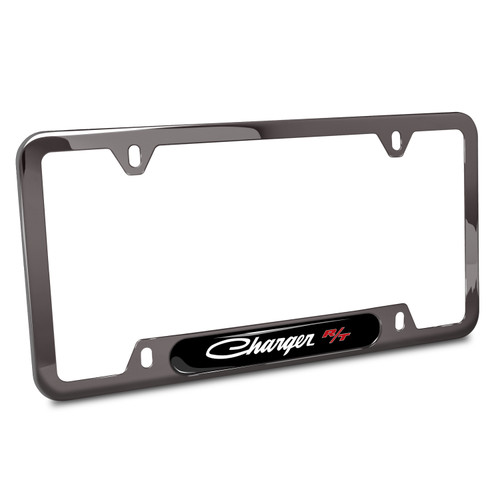 Dodge Charger R/T Classic Black Insert Gunmetal Chrome Stainless Steel License Plate Frame