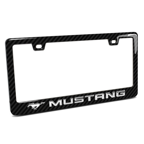 Ford Mustang 3d Chrome Emblem Real Carbon Fiber ABS Plastic License Plate Frame