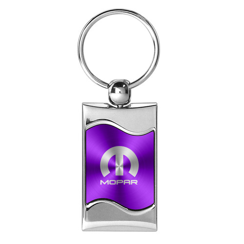Mopar Logo Purple Spun Brushed Metal Key Chain