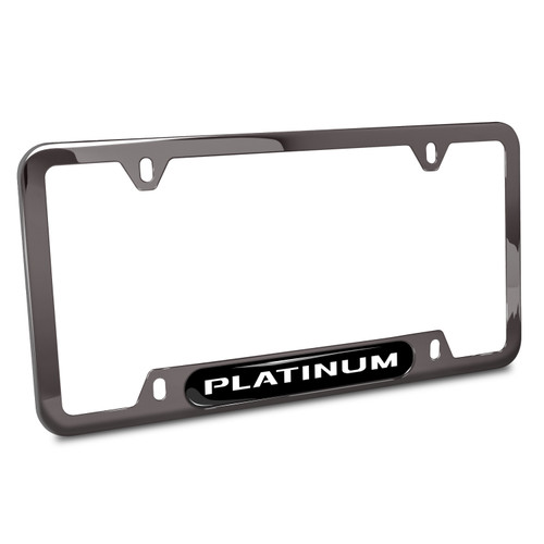 Ford Platinum Black Insert Gunmetal Chrome Stainless Steel License Plate Frame
