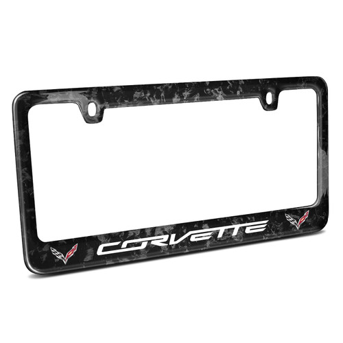 Chevrolet Corvette C7 Dual Real Black Forged Carbon Fiber License Plate Frame