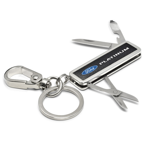 Ford F-150 Platinum Multi-Tool Genuine Black Leather Key Chain