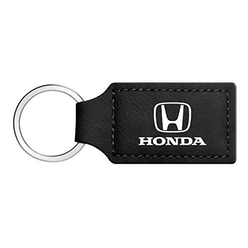 Honda Logo Rectangular Black Leatherette Key Chain