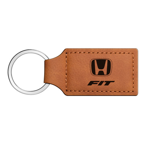 Honda Fit Rectangular Brown Leather Key Chain