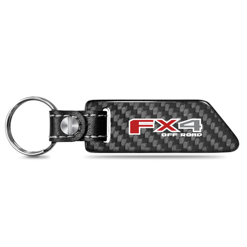 Ford F-150 FX4 Off Road Real Carbon Fiber Blade Style Leather Strap Key Chain
