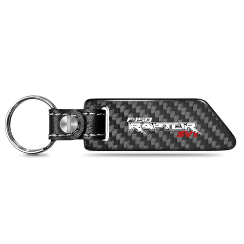Ford F-150 Raptor SVT Real Carbon Fiber Blade Style with Leather Strap Key Chain