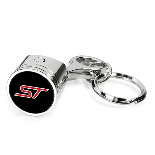 Ford ST Chrome Finish Engine Piston and Rod Metal Key Chain Keychain