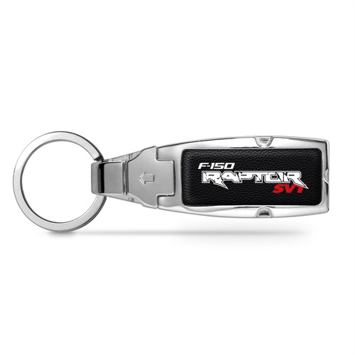 Ford F-150 Raptor SVT Black Leather Detachable Ring Chrome Belt Slide Key Chain