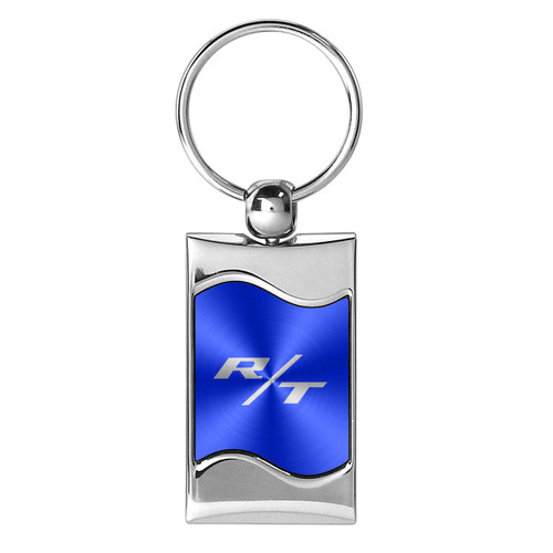 Dodge R/T Blue Spun Brushed Metal Key Chain